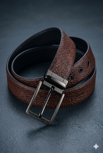 Premium Men's 2-Sided Reversible Leather Belt - Black & Brown