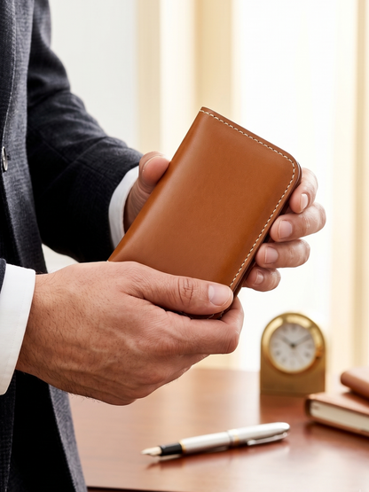 Luxury Men's Leather Vertical Wallet | The Prime Collection