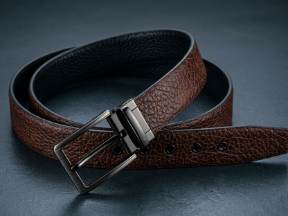 Premium Men's 2-Sided Reversible Leather Belt - Black & Brown