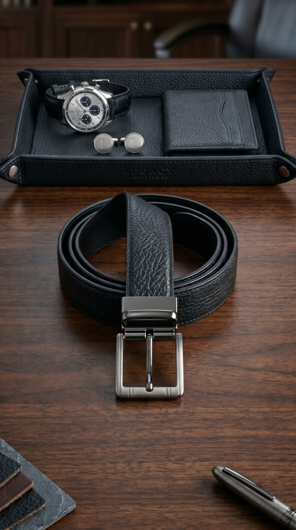 Premium Men's 2-Sided Reversible Leather Belt - Black & Brown