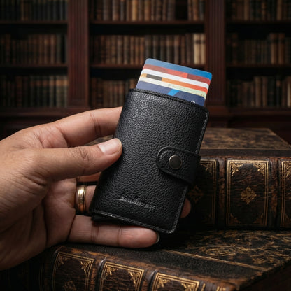 Smart Pop-Up Metal Card Holder with Cash Compartment